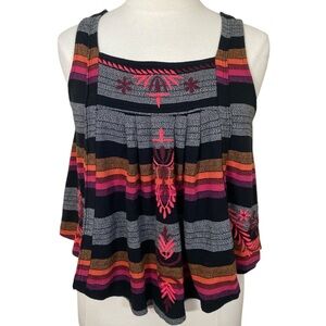 Free People Vintage Striped Sleeveless Swing Tank Top boho hippie festival